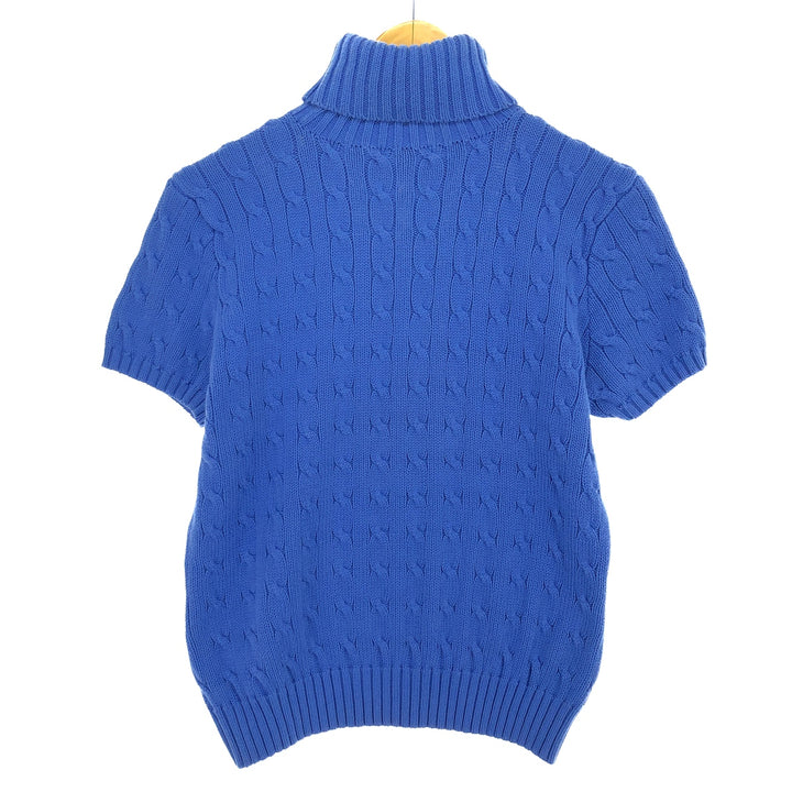 Ralph Lauren cable knit short sleeve turtleneck cotton knit sweater women's XL /eaa424138