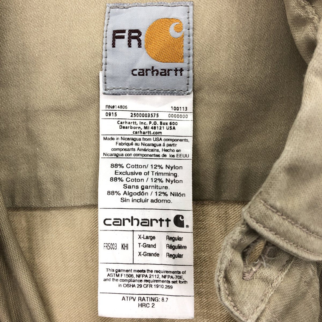 Carhartt FR Series Long Sleeve Button Down Work Shirt Men's XL /eaa424223