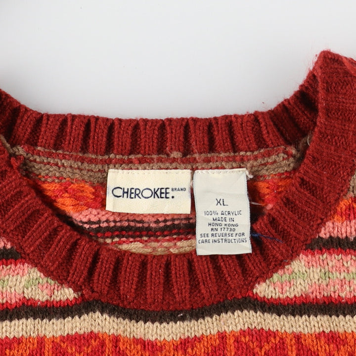 CHEROKEE All-over print acrylic knit sweater, women's XL /eaa424244