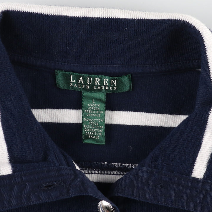 Ralph Lauren LAUREN Lauren Border Pattern High Neck Half Button Cotton Knit Sweater Women's L /eaa424306