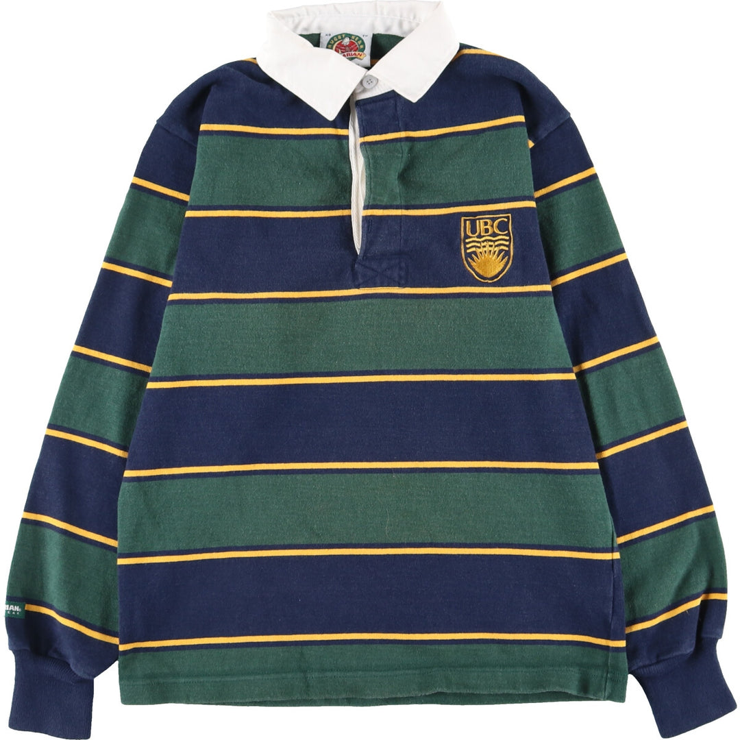 BARBARIAN Border Pattern College Long Sleeve Rugby Shirt Made in Canada Men's XS /eaa424361