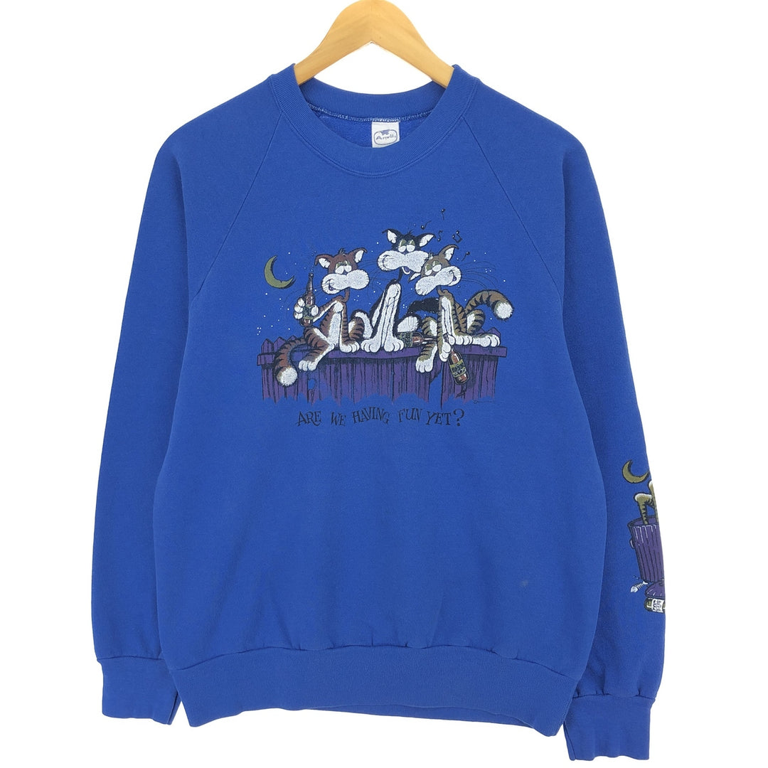 80'S Anvil double-sided print animal sweatshirt, made in USA, women's L, vintage /eaa424408