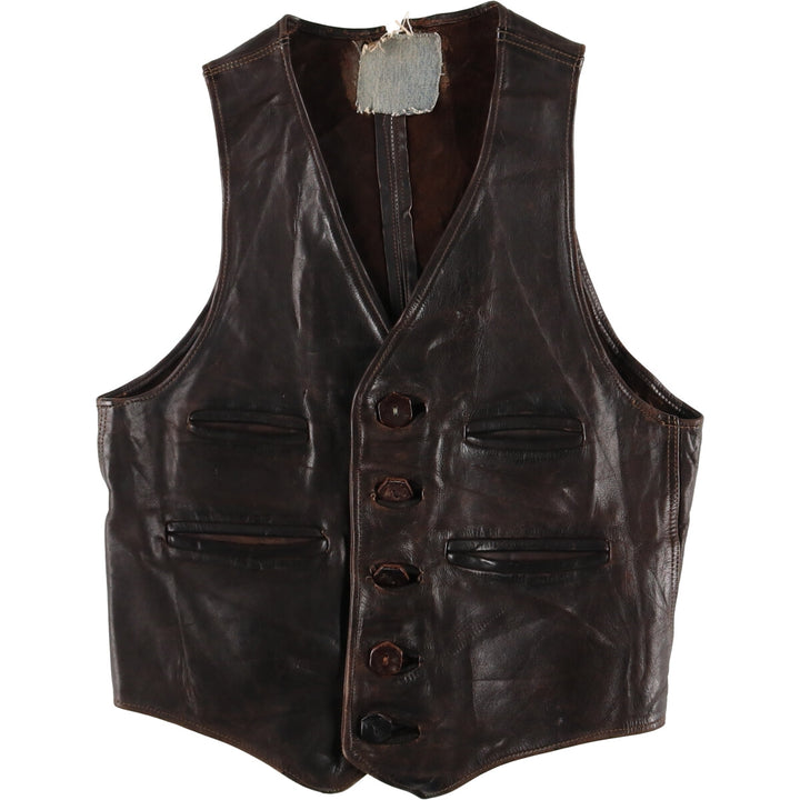 70'S UNKNOWN Leather Vest Men's S Vintage /eaa424700