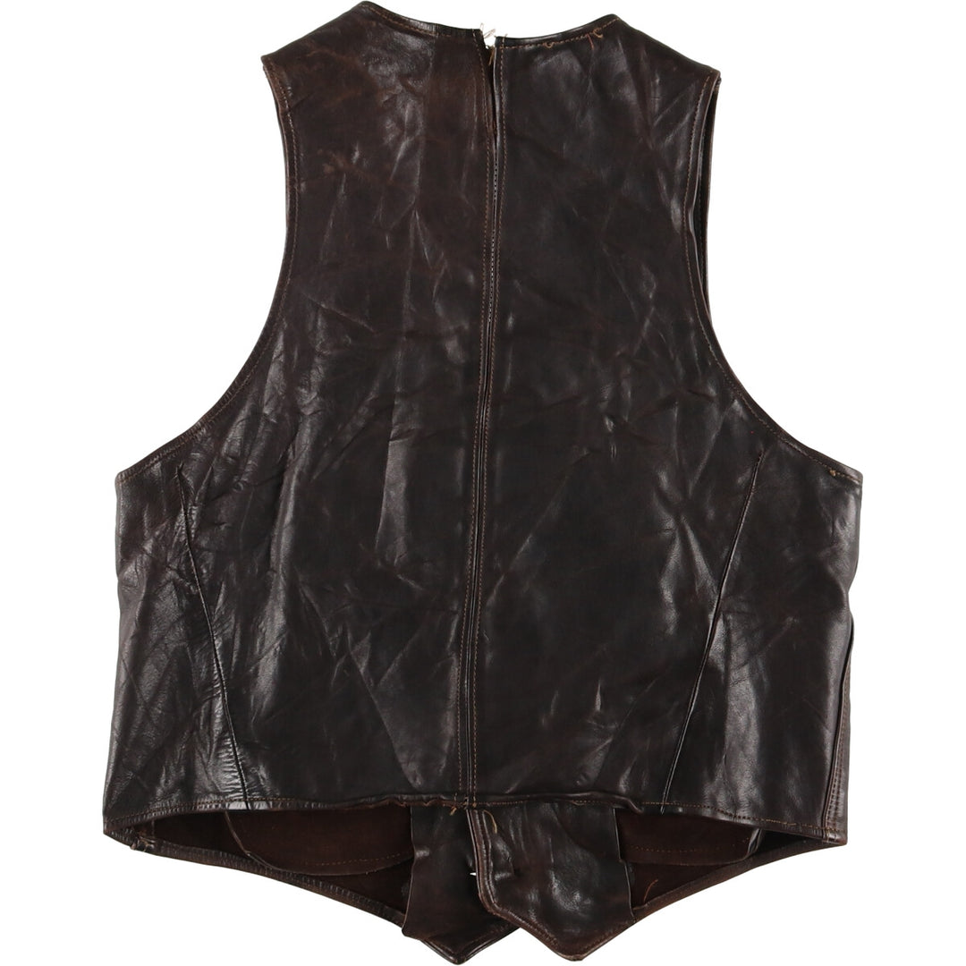 70'S UNKNOWN Leather Vest Men's S Vintage /eaa424700