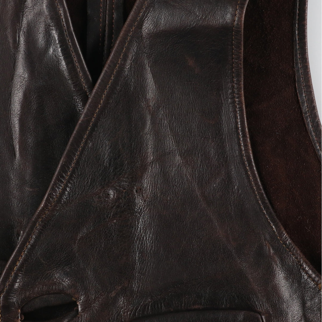 70'S UNKNOWN Leather Vest Men's S Vintage /eaa424700