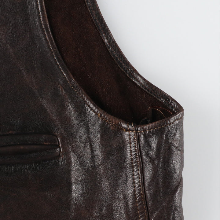 70'S UNKNOWN Leather Vest Men's S Vintage /eaa424700