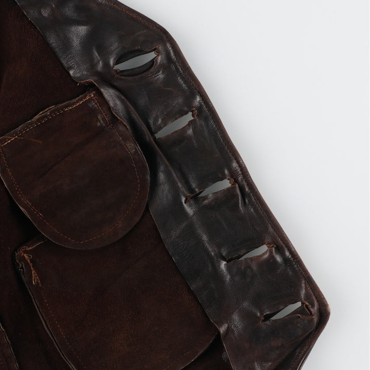 70'S UNKNOWN Leather Vest Men's S Vintage /eaa424700