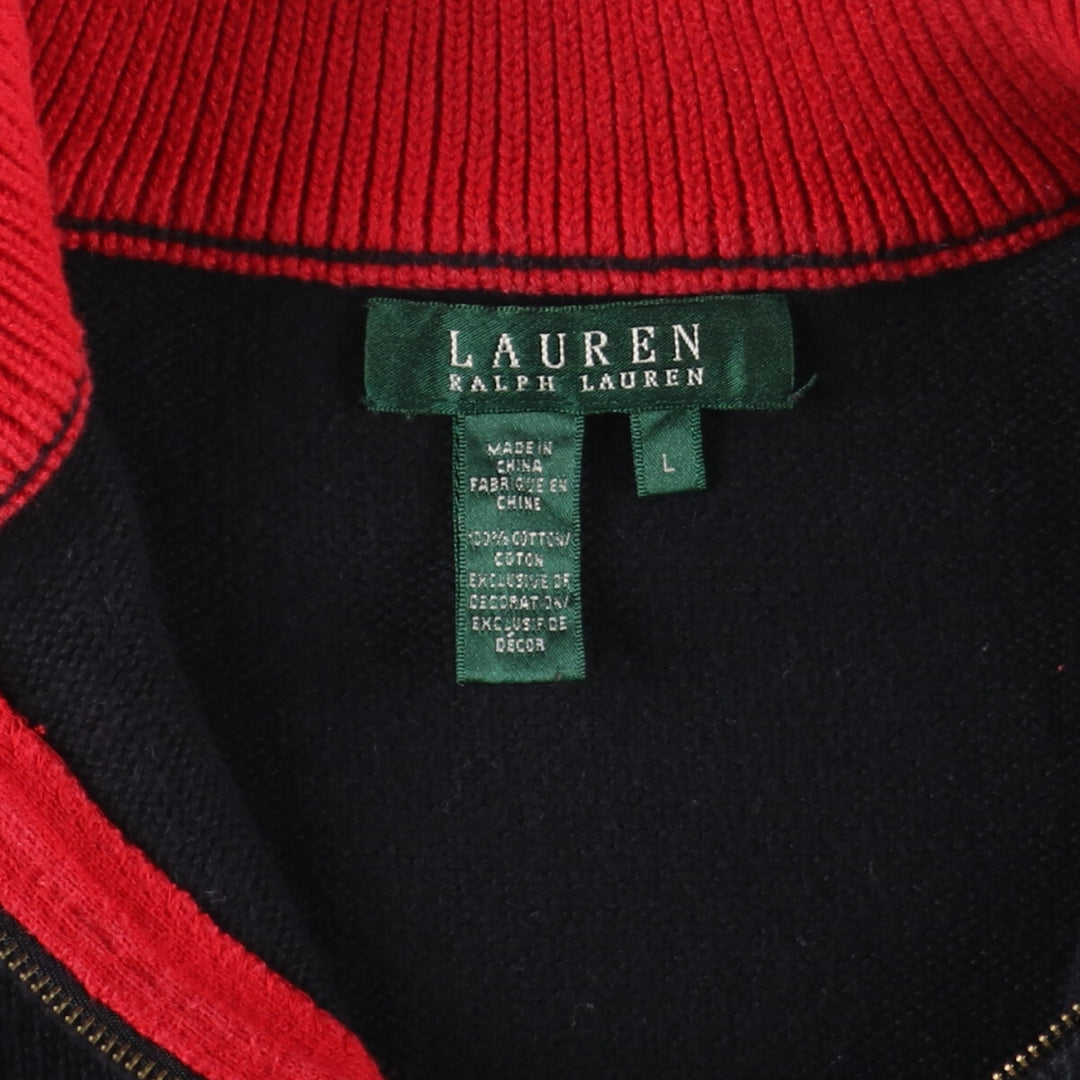 Ralph Lauren LAUREN Lauren Cotton Knit Half Zip Sweater Women's L /eaa424933