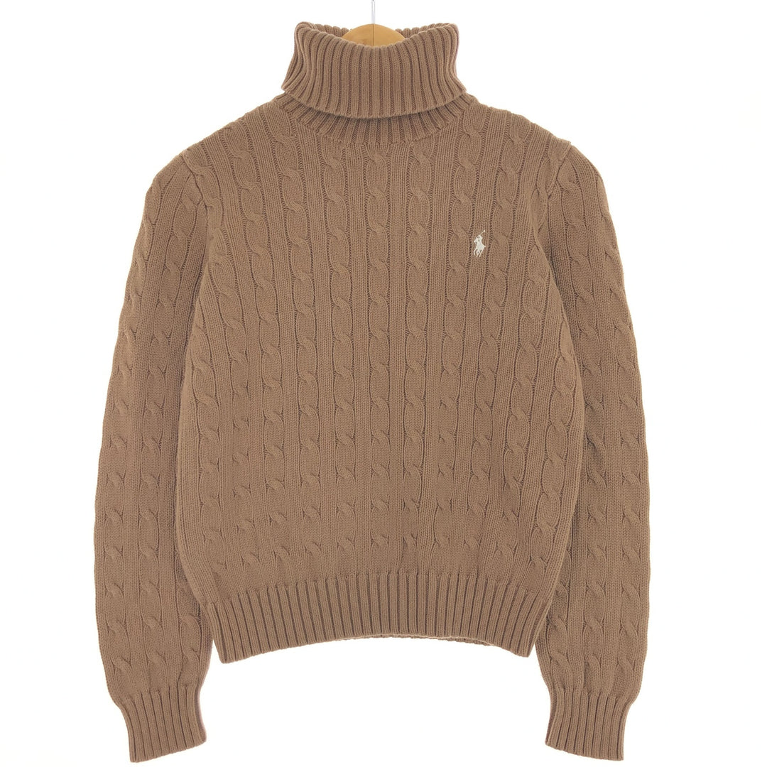 Ralph Lauren RALPH LAUREN SPORT Cable Knit Turtleneck Cotton Knit Sweater Women's M /eaa424936