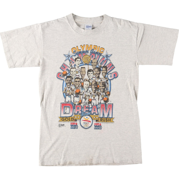 90'S Barcelona Olympics 1992 DREAM TEAM Dream Team Double-sided Printed T-shirt Made in USA Men's M Vintage /eaa425751