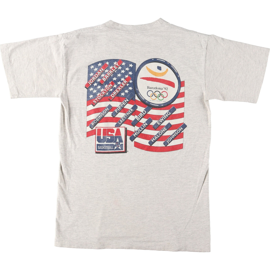 90'S Barcelona Olympics 1992 DREAM TEAM Dream Team Double-sided Printed T-shirt Made in USA Men's M Vintage /eaa425751