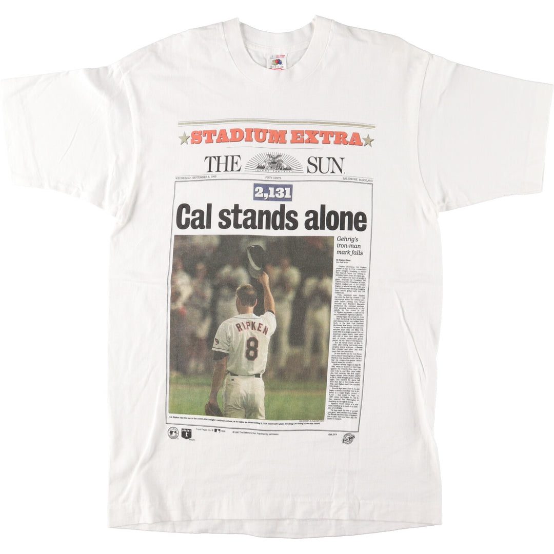 90'S MLB CAL RIPKEN Printed T-shirt Made in USA Men's L Vintage /eaa425753