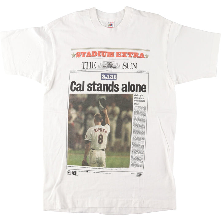 90'S MLB CAL RIPKEN Printed T-shirt Made in USA Men's L Vintage /eaa425753