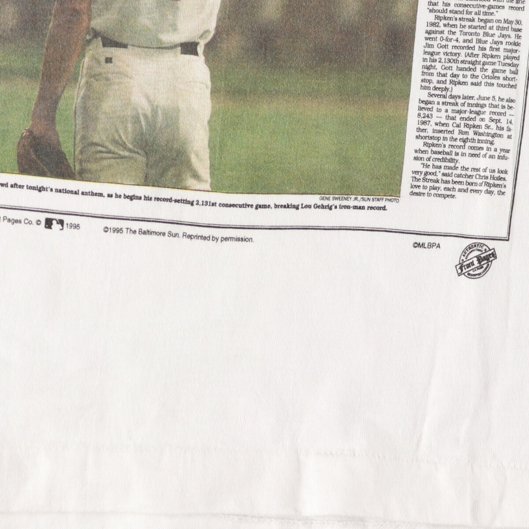 90'S MLB CAL RIPKEN Printed T-shirt Made in USA Men's L Vintage /eaa425753
