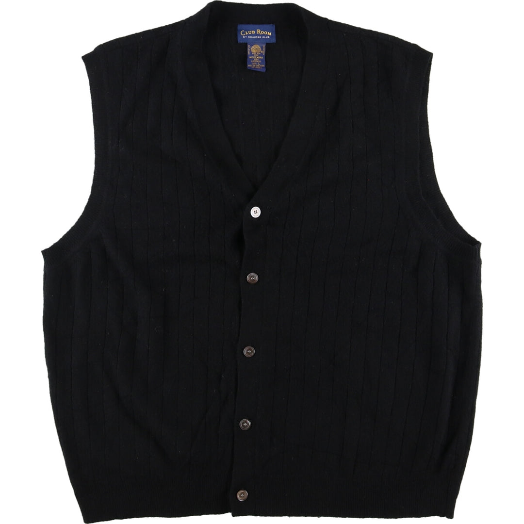 CLUB ROOM Front-opening wool knit vest, men's size L /eaa425825