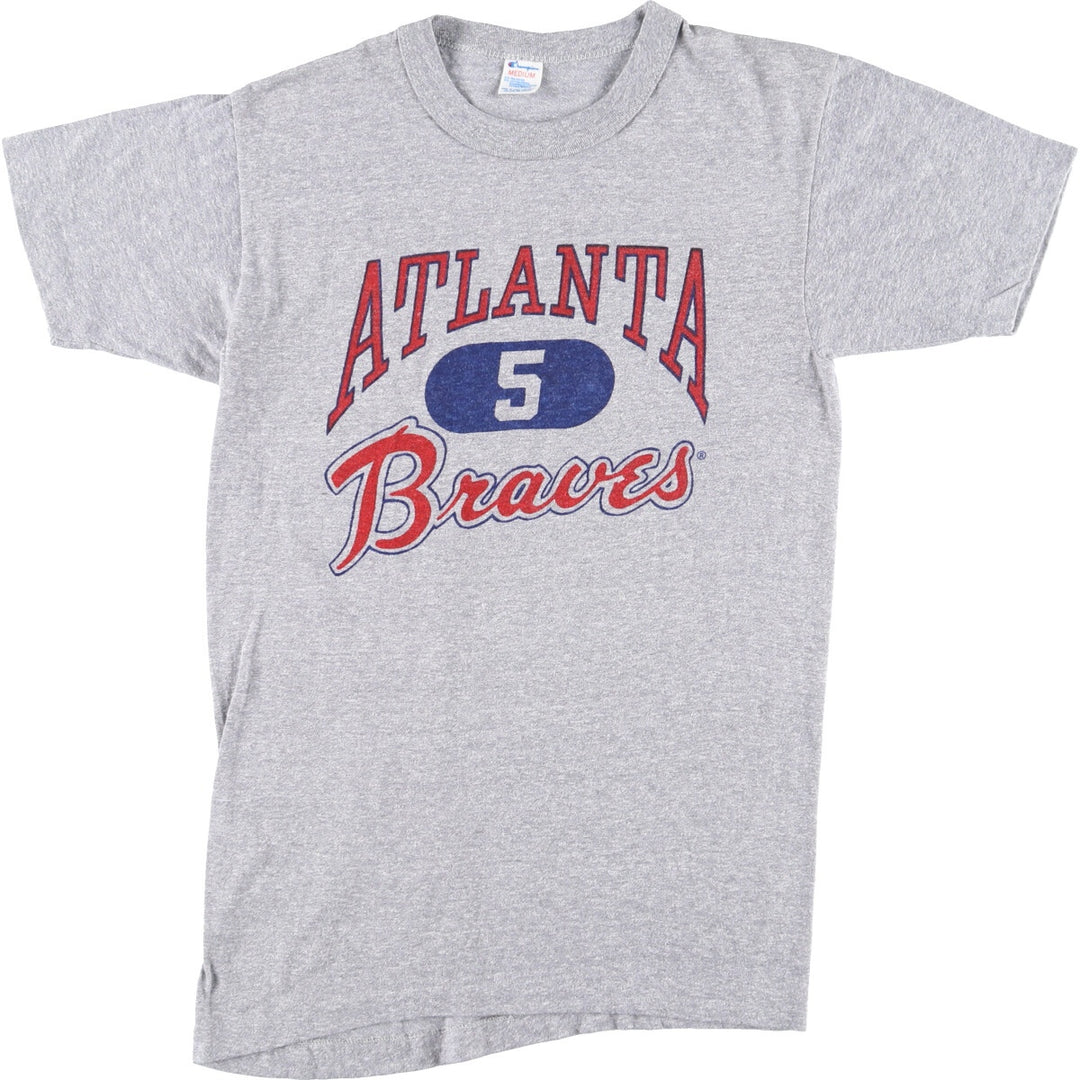 80'S Champion Tricot Tag 88/12 ATLANTA BRAVES Atlanta Braves Logo Print T-Shirt Made in USA Men's S Vintage /eaa425955