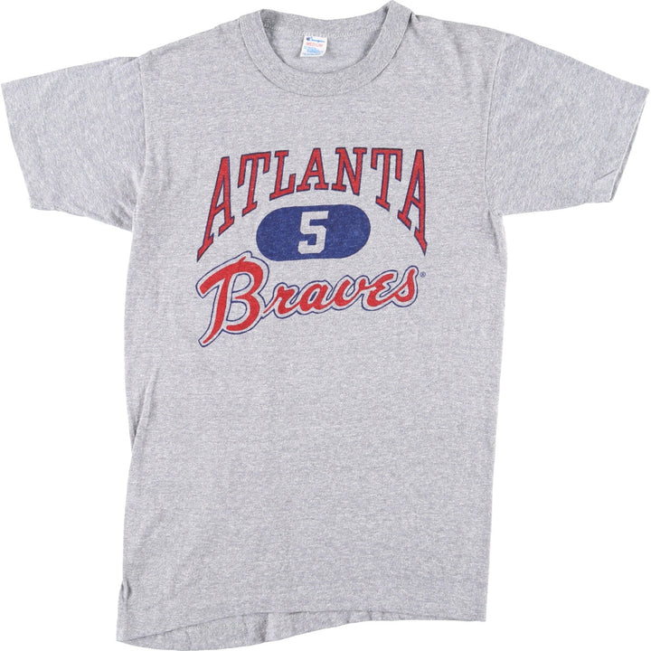 80'S Champion Tricot Tag 88/12 ATLANTA BRAVES Atlanta Braves Logo Print T-Shirt Made in USA Men's S Vintage /eaa425955