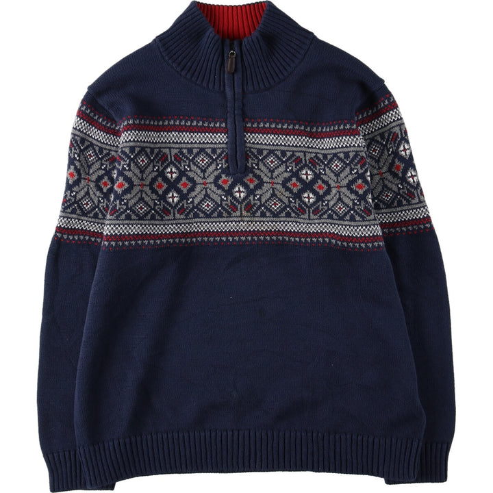 LLBean Nordic Pattern Cotton Knit Half Zip Sweater Men's L size /eaa426503