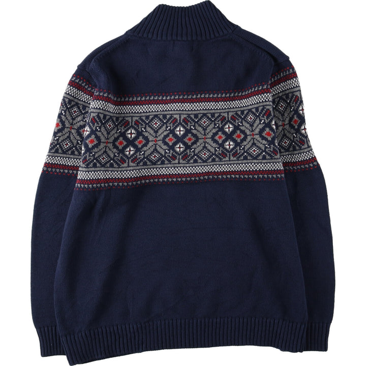 LLBean Nordic Pattern Cotton Knit Half Zip Sweater Men's L size /eaa426503