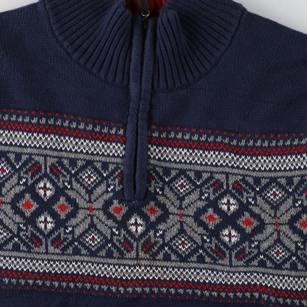 LLBean Nordic Pattern Cotton Knit Half Zip Sweater Men's L size /eaa426503