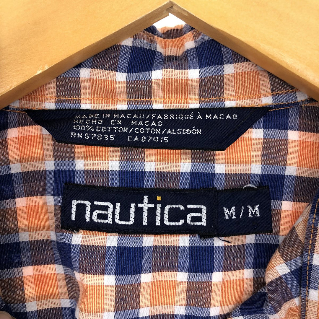 90'S NAUTICA Long Sleeve Button Down Check Shirt Men's M Vintage /eaa426628