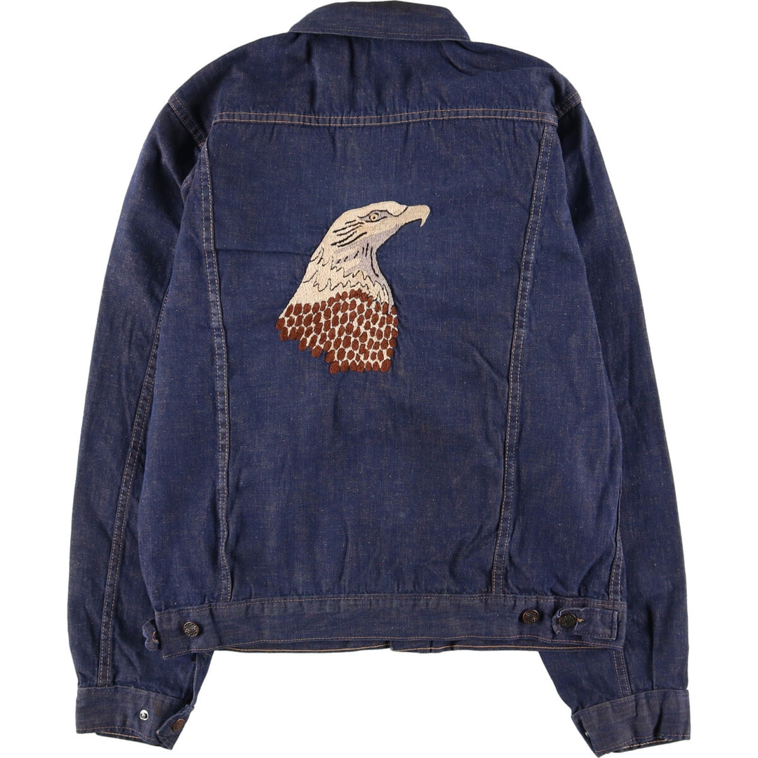 70s~80'S THE KING SIZE Co. Back embroidery eagle pattern denim jacket G-jacket men's M vintage /eaa427289