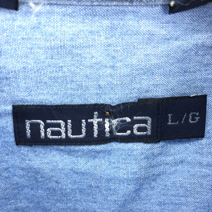 90'S NAUTICA Long Sleeve Button Down Chambray Shirt Men's L Vintage /eaa427331