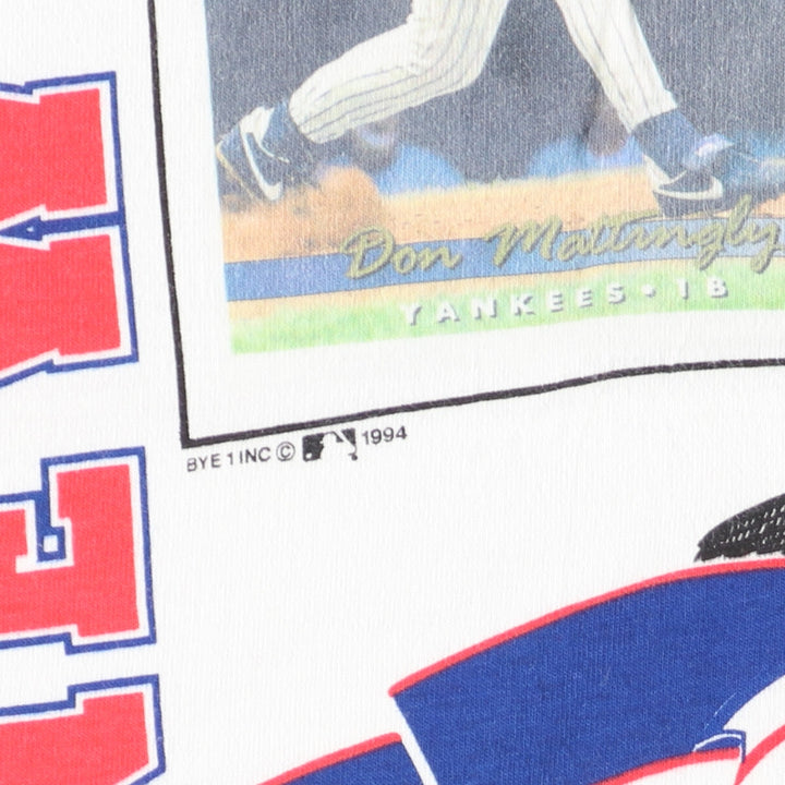 90'S SPORT ATTACK MLB New York Yankees Don Mattingly Printed T-shirt Made in USA Men's XL Vintage /eaa427621