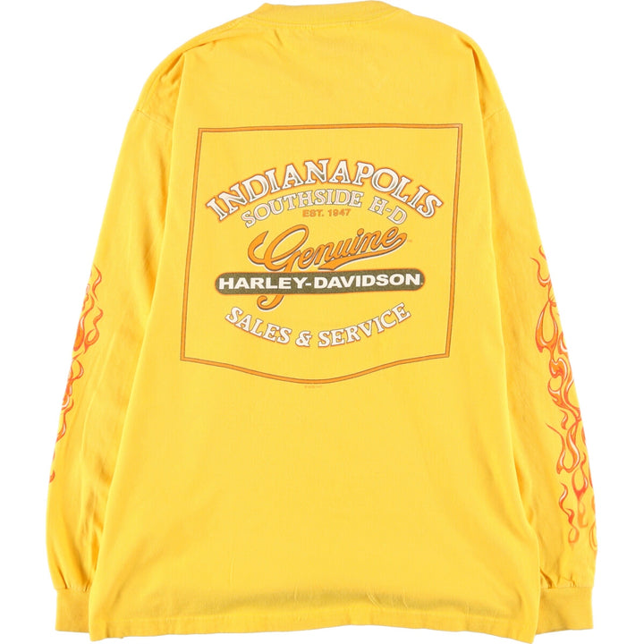 00'S Harley-Davidson Hanes Double-sided Print Long Sleeve T-Shirt, Men's M unknown yellow type Vintage Second Hand