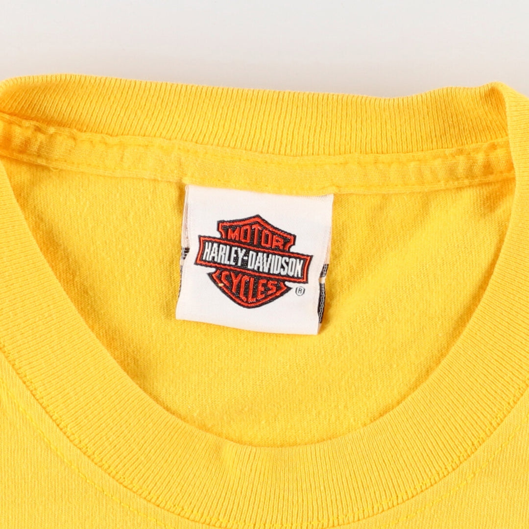00'S Harley-Davidson Hanes Double-sided Print Long Sleeve T-Shirt, Men's M unknown yellow type Vintage Second Hand