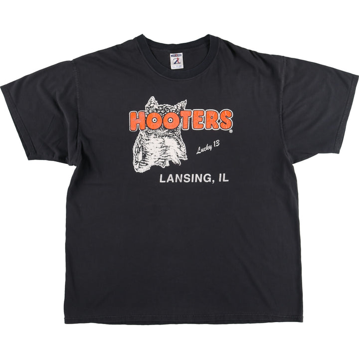 00'S Jerseys HOOTERS Double-sided Print Advertising T-Shirt Men's XXL cotton black type Vintage Second Hand