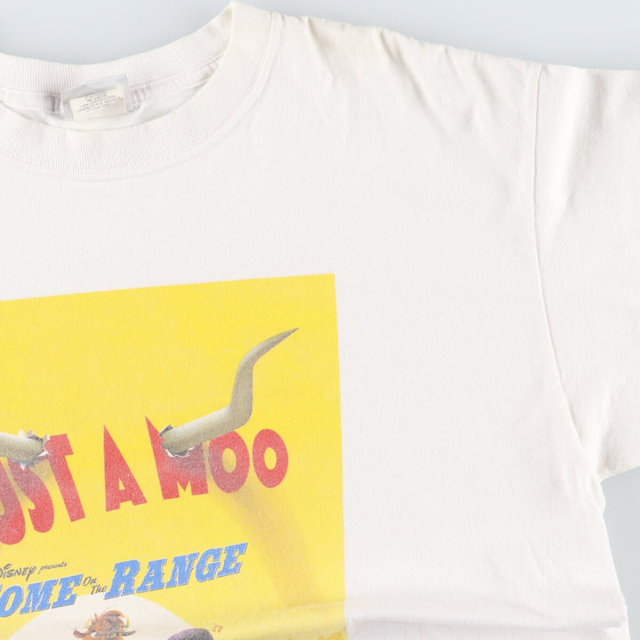 DISNEY STORE HOME ON THE RANGE BUST A MOO Character Print T-Shirt Men's L white type Vintage Second Hand