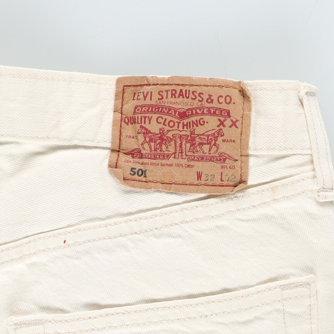 90'S Levi's 501 Euro Model White Denim Straight Denim Pants Made in England Men's W31 Vintage / eaa428720