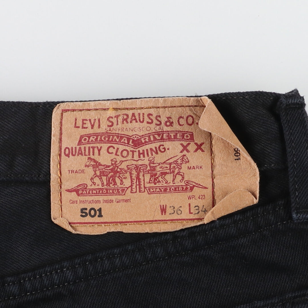 00'S Levi's 501 Euro Model Black Denim Straight Denim Pants Made in England Men's W34 / eaa428793