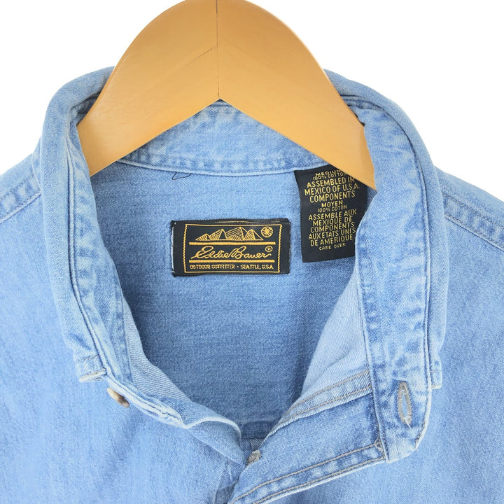 90'S Eddie Bauer Long Sleeve Button Down Denim Shirt Made in USA Men's M Vintage /eaa428940