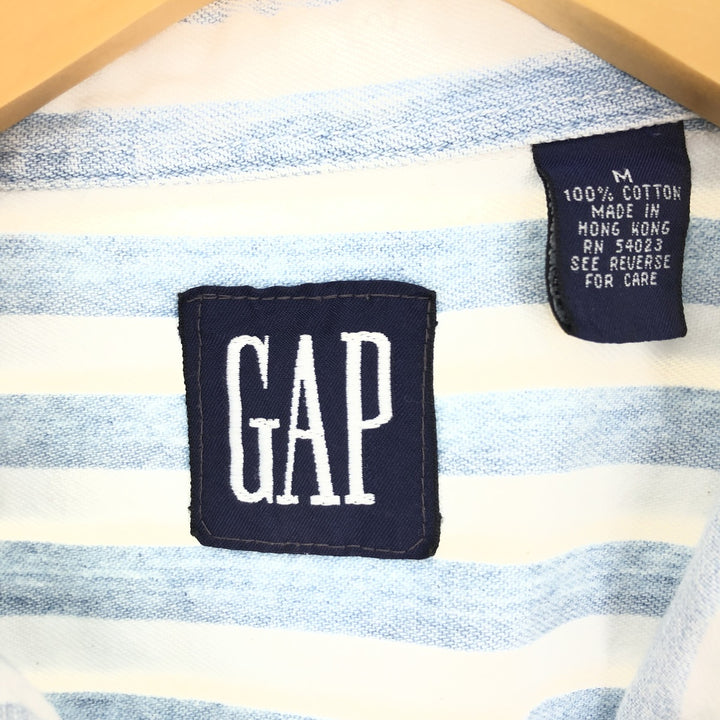 90'S GAP Old Gap Stripe Pattern Long Sleeve Button Down Denim Shirt Men's M Vintage /eaa428951