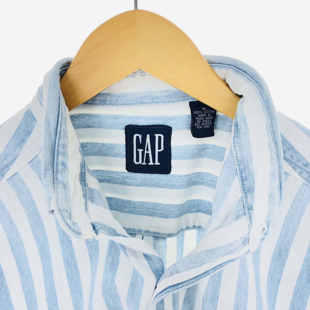 90'S GAP Old Gap Stripe Pattern Long Sleeve Button Down Denim Shirt Men's M Vintage /eaa428951