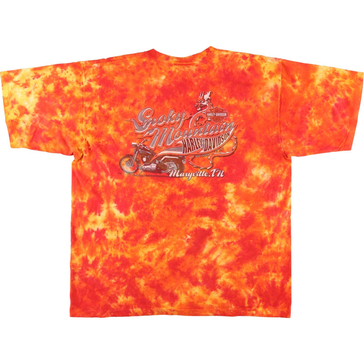 00'S Harley-Davidson Tie-dye Pattern Motorcycle Bike T-shirt Made in USA Men's XL /eaa429211