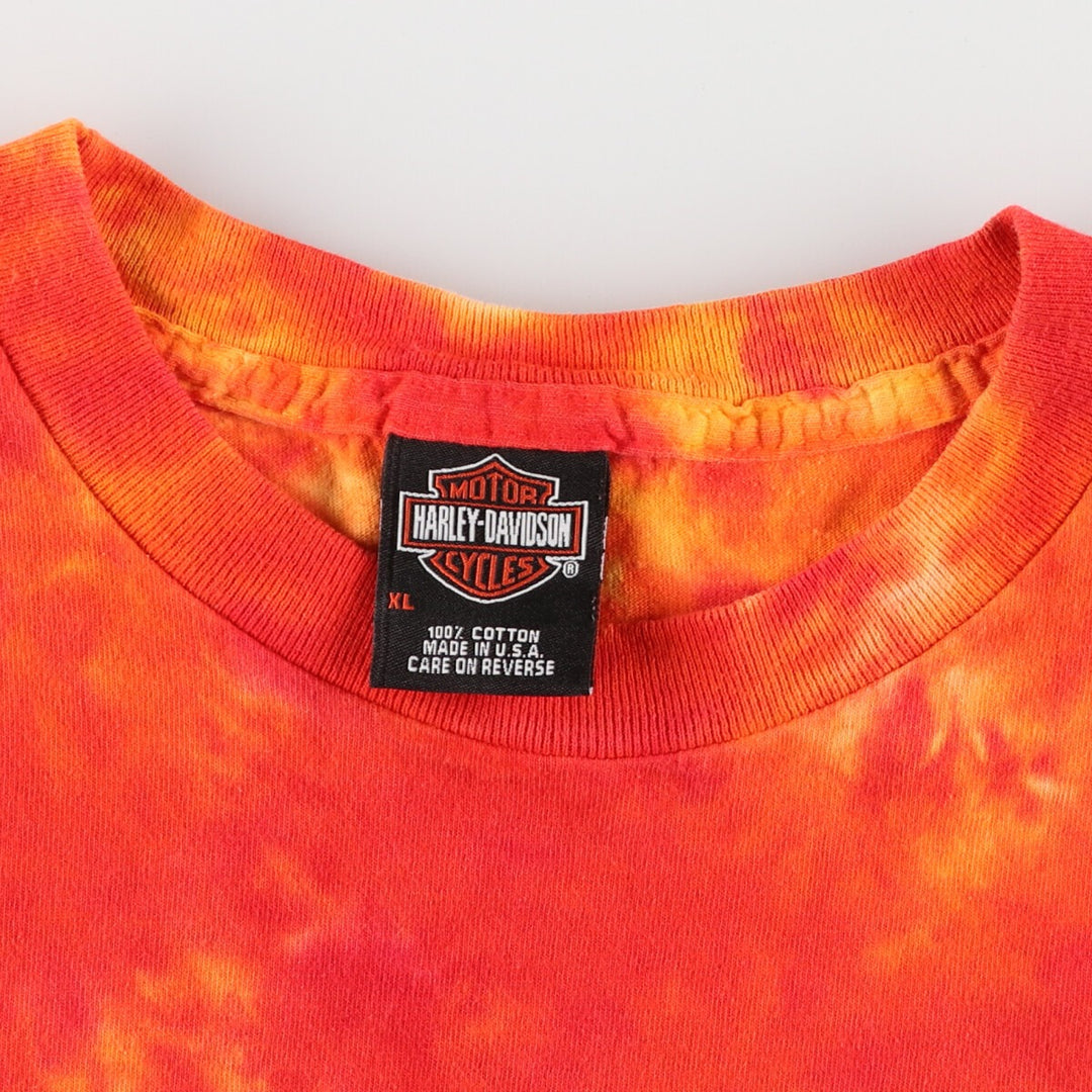 00'S Harley-Davidson Tie-dye Pattern Motorcycle Bike T-shirt Made in USA Men's XL /eaa429211