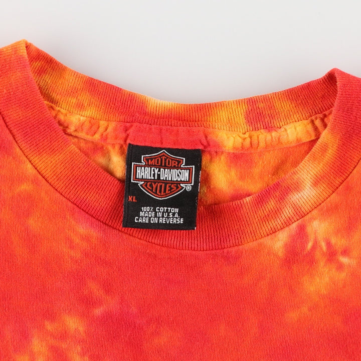 00'S Harley-Davidson Tie-dye Pattern Motorcycle Bike T-shirt Made in USA Men's XL /eaa429211