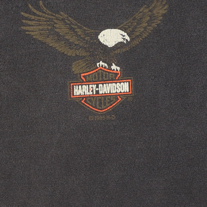 90'S Harley Davidson Eagle Pattern Henley Neck Motorcycle Bike T-Shirt Made in USA Men's XL /eaa429418