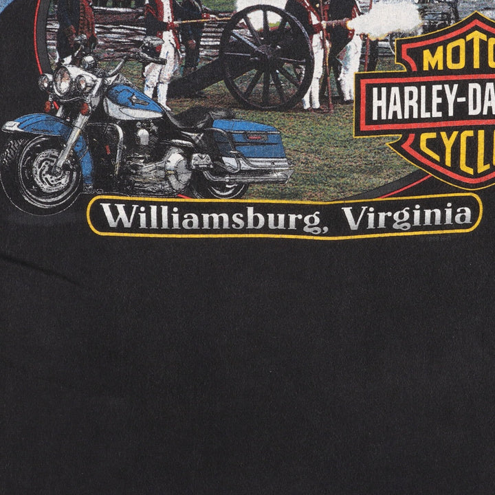 00'S Harley-Davidson Fire Pattern Motorcycle Bike T-Shirt Men's L size / eaa429465