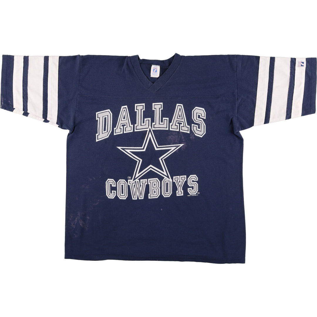 90'S LOGO7 NFL DALLAS COWBOYS Dallas Cowboys V-neck football T-shirt Made in USA Men's XL Vintage /eaa429550