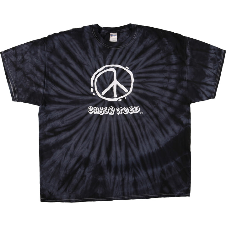 Big size Gildan tie-dye pattern peace mark print T-shirt for men, equivalent to XXXL / eaa429622