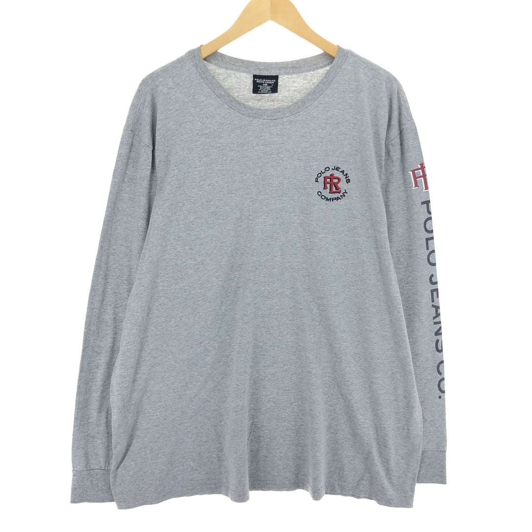 00'S Ralph Lauren POLO JEANS COMPANY Long T-shirt Men's XL cotton gray type Vintage Second Hand