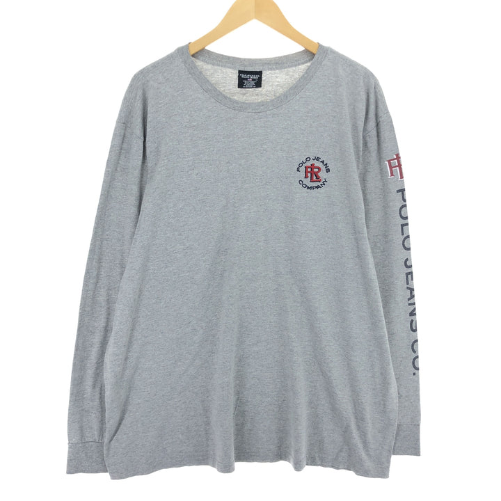 00'S Ralph Lauren POLO JEANS COMPANY Long T-shirt Men's XL cotton gray type Vintage Second Hand