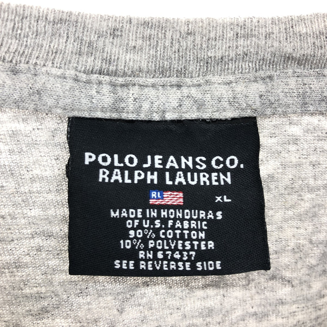 00'S Ralph Lauren POLO JEANS COMPANY Long T-shirt Men's XL cotton gray type Vintage Second Hand