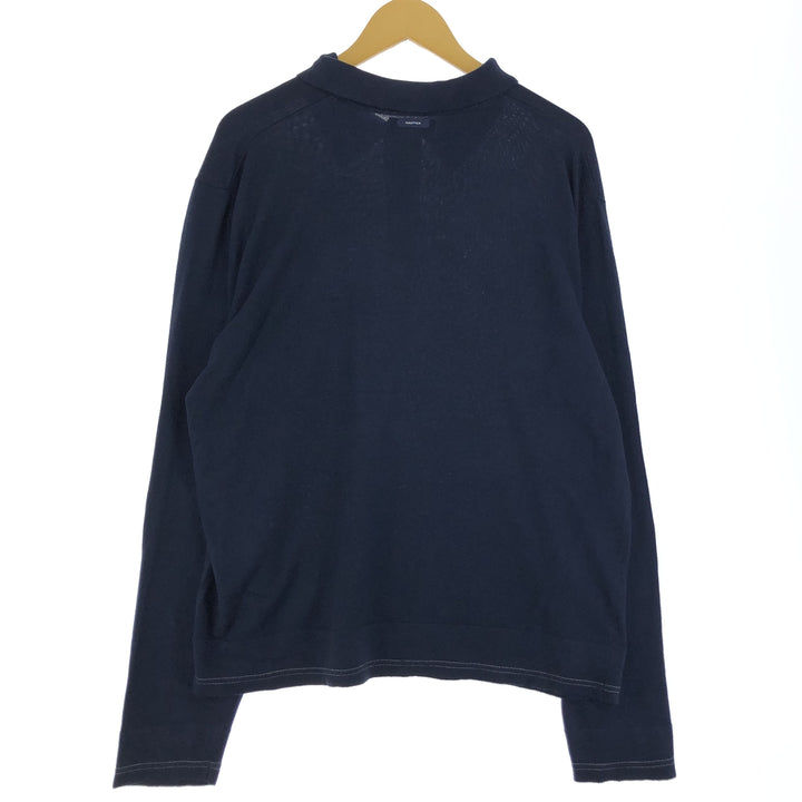 00'S NAUTICA Long Sleeve Polo Shirt Men's L others navy blue type Vintage Second Hand