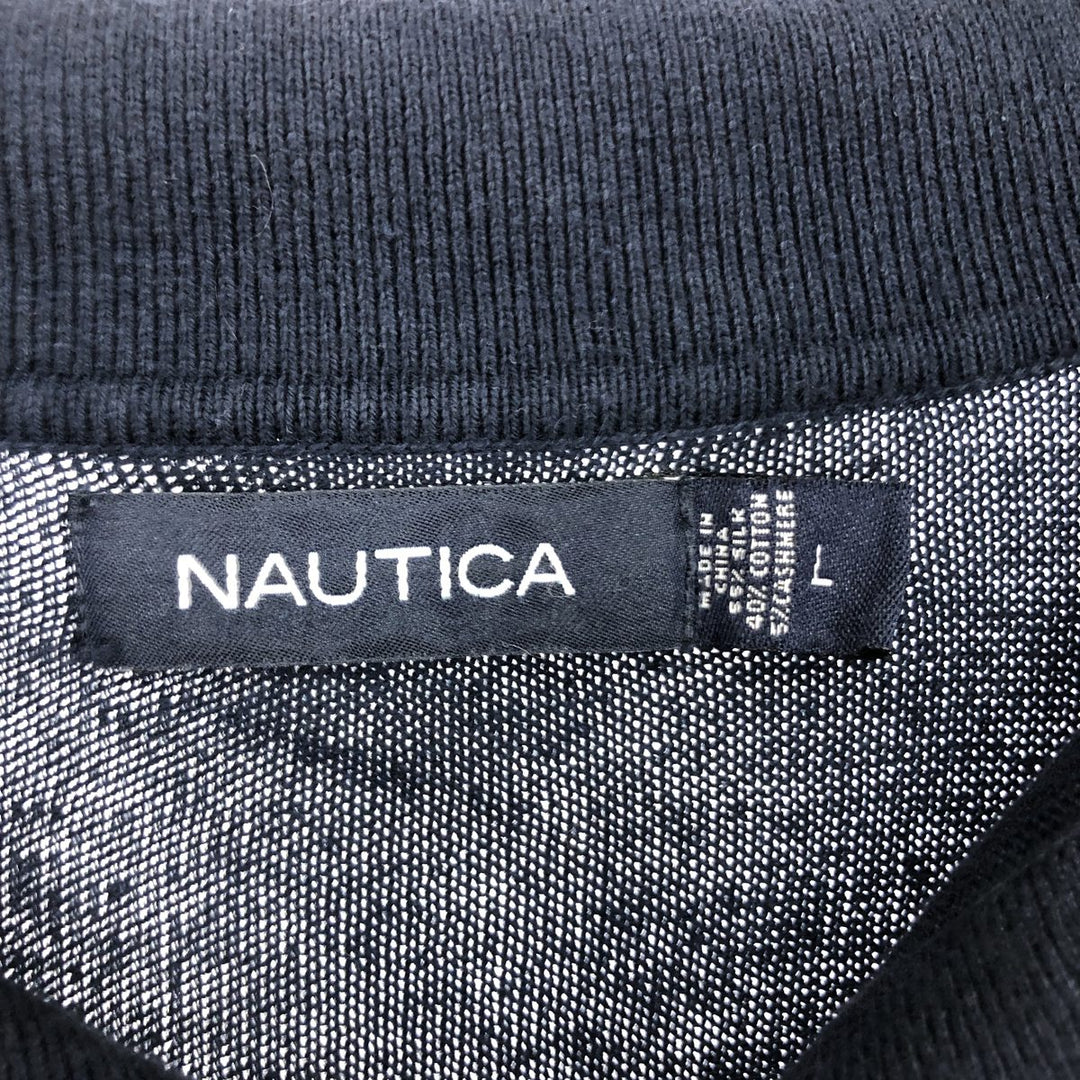00'S NAUTICA Long Sleeve Polo Shirt Men's L others navy blue type Vintage Second Hand