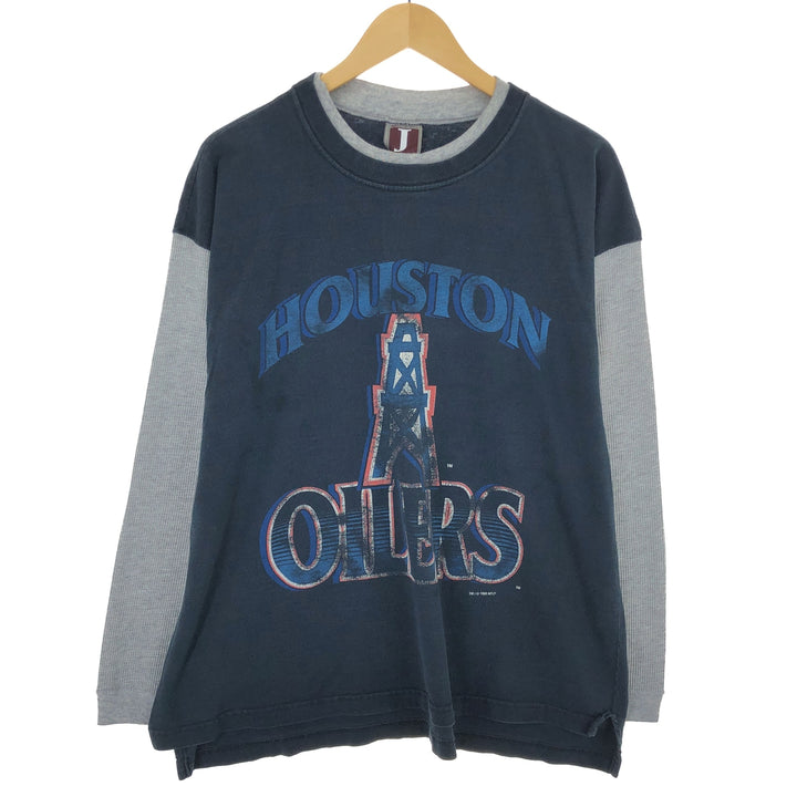 90'S JOSTENS NFL HOUSTON OILERS Houston Oilers Long Sleeve T-Shirt, Made in USA, Men's L, Vintage cotton navy blue type Vintage Second Hand